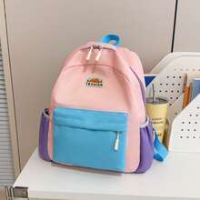 1 pieza Mochila de moda con colores de dopamina, Mochila unisex, Mochila escolar de bloques de color para estudiantes, Mochila de estudiantes con múltiples bolsillos para viajes de verano, vacaciones, artículo de viaje esencial para estudiantes de primaria, secundaria, preparatoria y universidad, Bolso de mujer de alta calidad, Excelente regalo para vacaciones - Multicolor - Ver 11