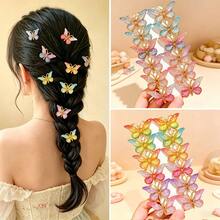 7/14/21pcs Sweet Gradient Color Small Butterfly Hair Clips, Girls' Daily Casual Versatile Hair Styling Clips - Multicolor - View 1