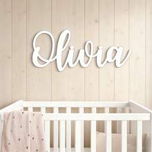1pc Customized Name Wooden Sign, Personalized Olivia Style Cursive Name Wall Decor, Suitable For Nursery And Kids Room - A - View 7