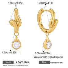 S SHOPBOHO 1 Pair Women's Mini Gold Knot Hoop Earrings, Water Drop Crystal Stainless Steel Twisted Design Pendant Earrings, Daily Casual Party Jewelry - Yellow Gold - View 6