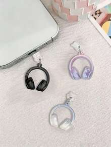 Ins Style Gradient Earphone & Phone Dust Plug, Sweet & Cool Phone Charging Port Decorative Accessory, Niche Anti-Lost Universal Hanging Charm - Multicolor - View 6