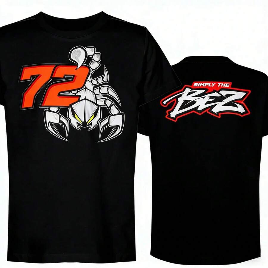 Marco Bezzecchi 72 Bez Graphic Men T-Shirt Oversized 100% Cotton Unisex O-Neck Short Sleeve Y2k Fashion Popular Street Style Tee - Fig-4 - View 1