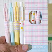 4pcs Polka Dot Pudding Shape Retractable Gel Pens, INS Style, Quick Drying Smooth Black Ink, Student School Exam Stationery - A - View 4
