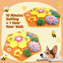 KM-P Dog Snuffle Mat Puzzle Slow Feeder Treat Hiding Toy With Squeaky Bee, Machine Washable Non-Slip Hidden Snack Mat - Yellow - View 7