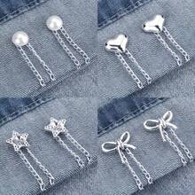 8pcs Multi-Function Clothing Decoration Clips, Metal Star Heart Bow Shape, Pant Leg Hem Cinch Clips Sleeve Fixing Clips, Universal For Shirts And Pants, Creative Clothing Decoration Buckle Chain Clips, Pant Leg Shortening Organizer Tool - Multicolor - View 11