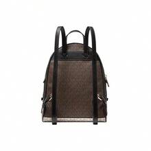 MICHAEL KORS Rhea MK Rhea Monogram Print Vintage Color Block Leather Backpack/Backpack, Medium Size, Women's, Brown - 30S0GEZB2V-bROWN-mULTI - View 2
