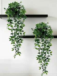 Artificial Plants Hanging Potted Plants Wall Hanging Shelf Decor Suitable For Indoor, Outdoor, Living Room Shelf Decor, Home Decor, Room Decor, Garden Decor, Wall Decor - Green - View 1