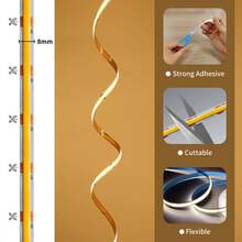 LITSHOW COB LED Strip 320 LEDs/M, Soft Flexible DIY Cuttable, Ultra Bright Even Glow, Multiple Switch Types Available For Kitchen, Cabinet, Bedroom, Home Decor - Push Button Switch - View 4