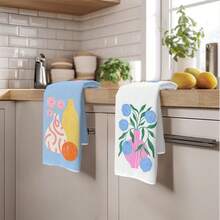 2PCS Kitchen Towels Watercolor Vase Pattern Printed 40*60cm Modern Abstract Style Rectangular Microfiber Kitchen Towels, Dishcloths, Tablecloths, Hand Towels, Kitchen Decor, Home Decor, Neighbor Housewarming Gift, Perfect For Kitchen And Bathroom Use, Suitable For Housewives And Family Gathering Gifts, Home Essential - Multicolor - View 10