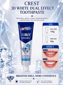 CREST Gleam White Dual-Action Toothpaste 170g Full Size, 90g Sample, Lime Fresh Scent, Stain Removal & Whitening, Deep Cleaning, Long-Lasting Freshness, Daily Oral Care - 3D炫白雙效去漬白牙膏 - 查看 1
