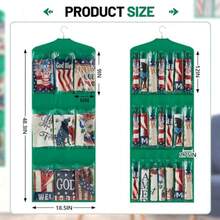 Garden Flag Storage Organizer Double Sided Hanging Over Door Storage With 30 Pockets American Flag And Banners Gift Wrap Organizer For Closet Door Porch - Green - View 4