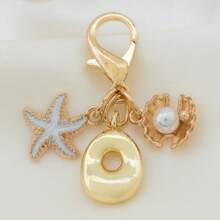 1pc Ocean Series Starfish Shell 26 Letters Keychain, Suitable For Bag Accessories, Lanyard With ID Holder, Car Decor, Bag Pendant, Couple Keychain, Perfect Gift For Vacation Season - Multicolor - View 25