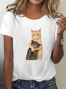 100% Cotton T-Shirt Soft Breathable Crew Neck Casual Everyday Basic Tee - White - View 1