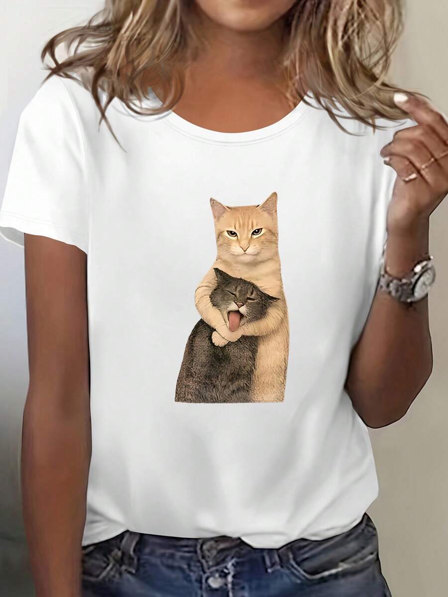 100% Cotton T-Shirt Soft Breathable Crew Neck Casual Everyday Basic Tee - White - View 1