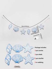 1pc Ocean Theme Party Decoration Banner Garland, Summer Beach Style Blue & White Shell Wall Banner, Nordic Style Ocean Theme Wall Decor, Seaside Vacation Home Decor Marine Life Ornament - Ocean Theme - View 13