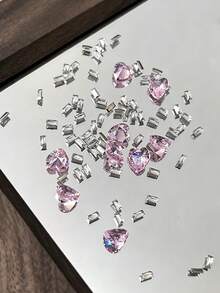 1 Box Sparkling Heart Rhinestone Ring Nail Art DIY Decor Kit, Luxury 3D Nail Accessories, Shiny Manicure Supplies Nail Charms - Multicolor - View 6