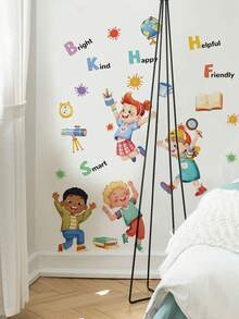 1 Inspirational Cartoon Self-Adhesive Wall Sticker, Imagination Slogan Style / Good Character English Word Style, Removable PVC Sticker For Living Room, Bedroom, Or Kindergarten Classroom DIY Wall Decoration - Wall Stickers - View 6