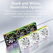Black / White Dual Color Case Fan, High Air Pressure ARGB Rainbow Fan, Multi-Frame Flowing Light Ambient Lighting, Integrated Clip-On No-Cable Tie DIY Case Cooling Fan, Quiet Hydraulic Bearing Motherboard Sync Fan - View 4