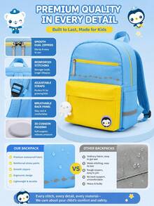 Ultra-Lightweight Ergonomic Student Backpack, Weight-Reducing Shoulder Bag For Boys And Girls Grades 1-6, Weight-Distribution Back Support System, Ergonomic 3D Back Cushion Design, Breathable Comfortable Shoulder Straps, Adjustable Safety Chest Buckle, High-Visibility Reflective Strips For Night, Water-Resistant Durable Fabric, Multi-Compartment Scientific Storage Structure, Fits A4 Textbooks, Folders, Water Bottles, Lunch Boxes And School Supplies - Multicolor - View 7