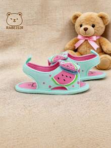 RABEISIR Sandalias para caminar de bebé, zapatos con diseño de pez y sandía de fondo suave, transpirables y antideslizantes, adecuados para uso diario y vacaciones, primavera y verano - Azul Cadete - Ver 7