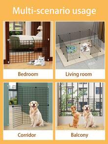 小型犬貓寵物圍欄－室內可折疊狗門，防逃脫動物圍欄，防滑底部，便攜式寵物圍欄 - 彩色 - 查看 7