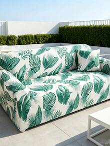 1pc Full Sofa Cover, Without Pillowcase, Modern Polyester Fabric, Machine Washable, All-Season - Green - View 3