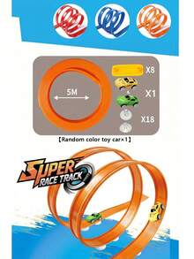 3+ Years Old Kids DIY Assemble Racing Track Toy Set, Includes 2 Racing Cars, 360° Stunt Track, High-Speed Racing Toy, Indoor & Outdoor Interactive Game, Suitable For Boys & Girls - Multi-color Upgraded 3D Track - Limited-time Flash - View 20