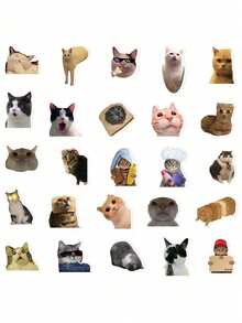 100 pièces Ensemble d'autocollants d'expression de chat amusants – Autocollants en vinyle imperméables mignons, convenant pour téléphone, ordinateur portable, scrapbooking, décoration DIY - Multicolore - Voir 3