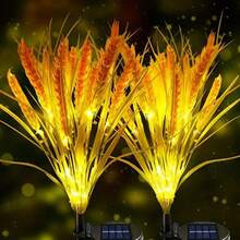 7頭太陽能麥穗燈，戶外太陽能草坪燈，適合秋季收穫裝飾、花園、院子、露台、小徑景觀氛圍裝飾，暖白色，人造麥穗形狀，豐收節裝飾，太陽能庭院燈 - 暖白色 - 查看 7