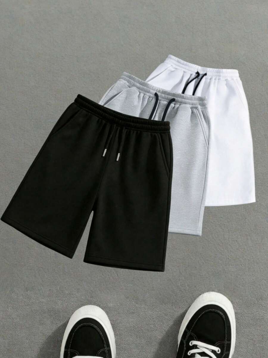 3pcs/Set Boys Hip-Hop Style Solid Color Loose Fit Shorts, Brand Oversized Sports Casual Summer Shorts Buy 1 Get 2 Free - Multicolor - View 1