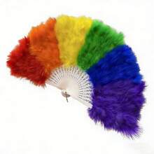 1件 2026 LGBTQ 驕傲派對彩虹天鵝絨羽毛扇，適用於舞台伸展台表演、音樂節、嘉年華慶典，時尚手持冷卻配件，Love Is Love 主題裝飾 - 彩色 - 查看 15