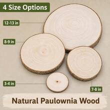 10Pcs Natural Wood Slices 12-13 Inch Rustic Paulownia Wood Rounds For Wedding Centerpieces, DIY Crafts, Home Decor, Party Table Decoration - A - View 2