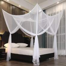 1 buah Kelambu, Kanopi Tempat Tidur 4 Sudut, Cocok untuk Tempat Tidur Ukuran Queen/King, Kain Poliester, Tersedia 5 Warna - Kelambu empat pintu - View 11