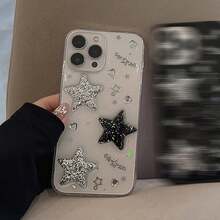 Y2k Star Decor Phone Case Compatible With IPhone15/15Plus/15Pro/15Promax Waterproof Shockproof Anti-Fall Scratch Resistant - Multicolor - View 1