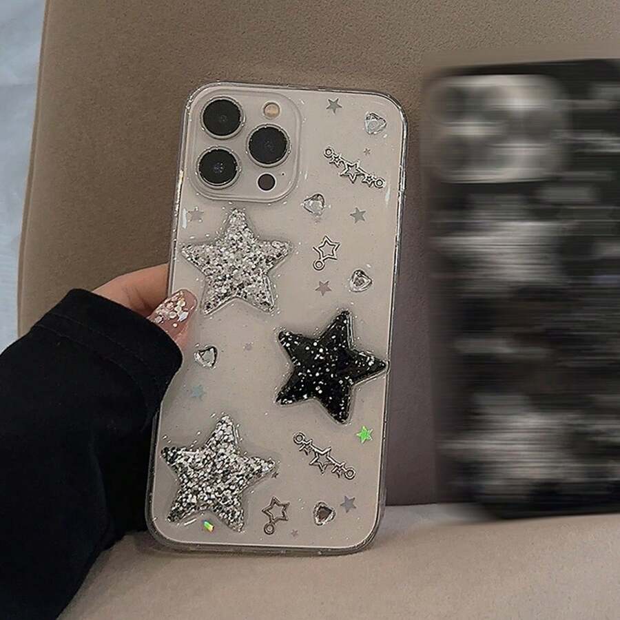 Y2k Star Decor Phone Case Compatible With IPhone15/15Plus/15Pro/15Promax Waterproof Shockproof Anti-Fall Scratch Resistant - Multicolor - View 1