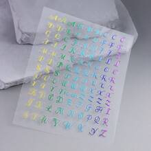 Pegatinas de uñas autoadhesivas multicolor estilo gótico con letras cursivas, calcomanías de alfabeto de caligrafía fina, perfectas para arte de uñas grunge, punk, Y2K y vanguardista, fáciles de aplicar para manicura DIY en casa y salón profesional - Multicolor - Ver 9