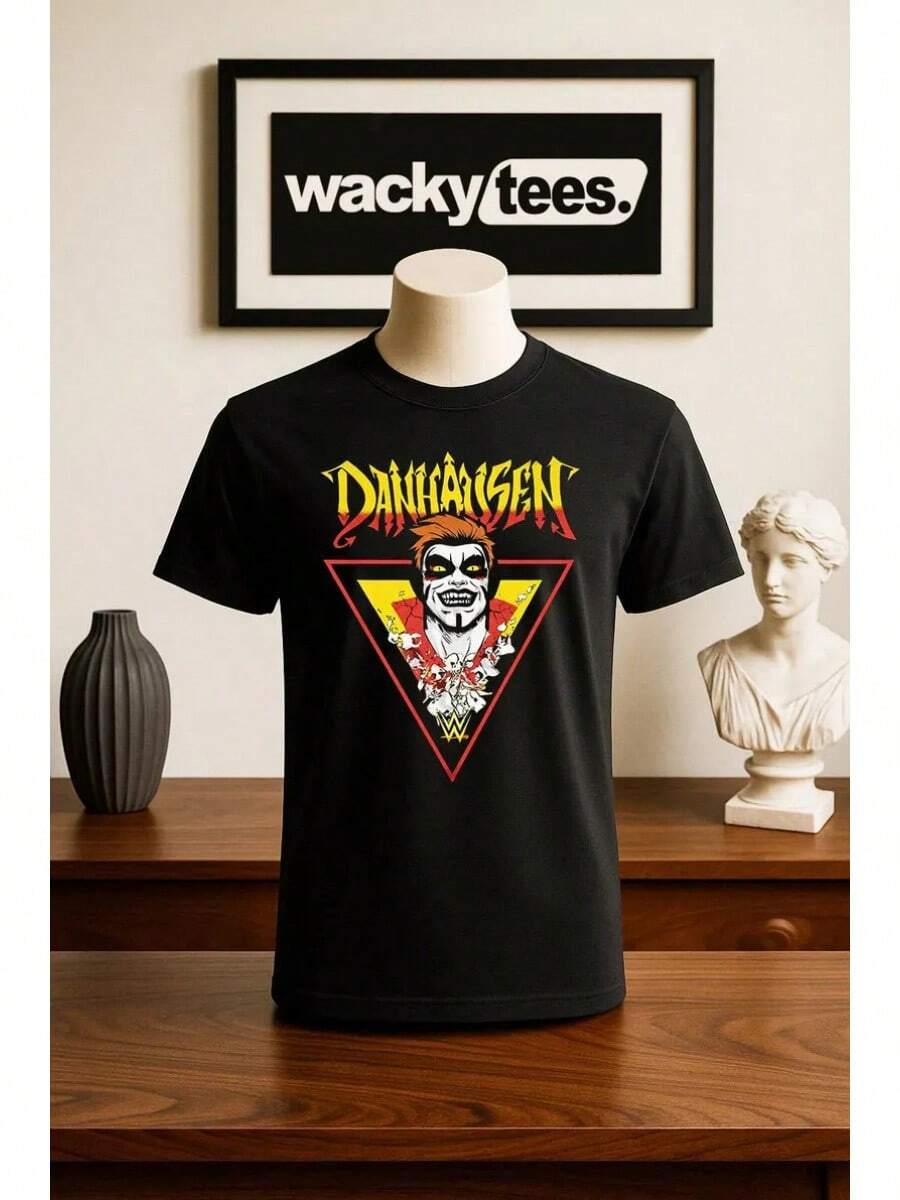 Playera negra-Dauhausen Cursed Portrait Wrestler Wrestling Luchador Camiseta Gráfica Negra - Negro - Ver 1