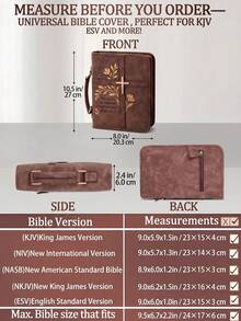 1pc Elegant Faux Leather Bible Cover Case With Handle, Vintage 3D Embossed Praying Jesus & Cross Protective Carrying Bag For Bible Study, Christian Religious Church Gifts For Men Women, Spiritual Organizer Tote - View 4