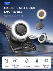 TOKQI RGB Full-Color Pocket Fill Light, 360° Rotatable Selfie Light, Suitable For Smartphones, Selfie Sticks, Laptops, Rechargeable Camera Light With Cold Shoe Adapter And Clip, Adjustable Color Lighting, Compatible With Android & IOS, For Photography, Selfie, Vlog, Etc. - Multicolor - View 7