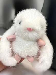 1pc Rabbit Plush Doll Toy Faux Fur Cute Bunny Imitation Mink Keychain Bag Decoration Pendant Accessories Birthday Gifts - Multicolor - View 14