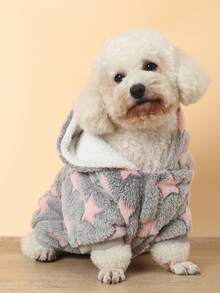 Casaco com capuz para animais de estimação em poliéster, quente, grosso, lavável à máquina, em cinzento com estrelas cor-de-rosa, adequado para animais de estimação pequenos a médios para usar em casa ou ao ar livre no outono e inverno (tamanho pequeno, recomendamos comprar 1-2 tamanhos acima). - Multicolorido - Ver 16