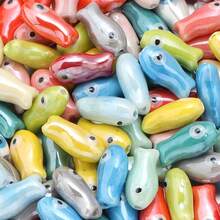 10件/包 陶瓷魚珠 10x20mm 雙面彩色波點魚珠，適用於手鍊、項鍊、DIY手機鍊、吊墜、鑰匙圈配件 - 雙色小魚珠 - 查看 3