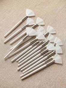 2/4/10/15/20 Pcs White Soft Fan Brush, Suitable For Facial Care - Perfect For Peel-Off Masks And Basic Facial Skincare Contour Brush, Blush Brush, Bronzer Brush, Powder Brush, Foundation Brush, Blush Brush - White - View 1