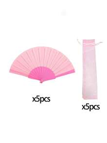 Plastic Portable Handheld Ball Fan, Wedding Decoration Folding Fan, Low-Key And Simple Gift, Suitable For Parties, Weddings, And Gift Giving. - Pink - View 8
