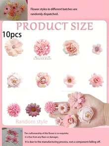 40/20/10 Pcs - Aneka Bunga Buatan Flowereroyal, Bunga Sutra Campuran Ungu, Gerbera Mini dan Mawar, dengan Tangkai, Cocok untuk Buket Pengantin DIY, Acara Baby Shower, Rangkaian Bunga, Dekorasi Meja, Dekorasi Rumah - Berwarna merah muda - View 5
