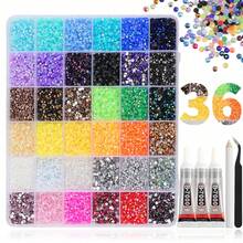 28,000pcs 40 Colors Jelly Rhinestones For Dazzling, Multi-Color Resin Flat Back Gems For Diamond Art, Bedazzler Kit For DIY Book Art - 36 Grids - View 1