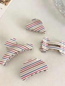 1件時尚簡約百搭甜美風彩色條紋清新髮夾 夏季度假髮飾 - 彩色 - 查看 2