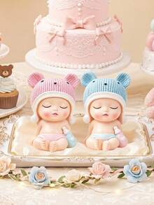 1pc Cute Baby Cake Decor, Lively And Adorable Baby Decoration | Mini Version, Suitable For Home Decor, Desk And Car Decor, Baby Shower Decor, Gender Reveal Party, Cake Decoration, Birthday Decoration (Hand-Painted, Some Color Unevenness May Occur, But It Won't Affect The Overall Appearance Of The Product, Please Do Not Purchase If You Mind) - Multicolor - View 8