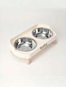 1pc Customized Pet Feeder 2-In-1 Water And Food Dispenser, Stainless Steel Non-Slip Double Bowl, Easy To Clean Multiple Color Options Pet Bowl Gift Customization Accessories - Multicolor - View 10