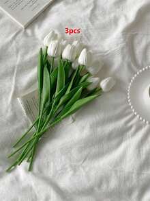 Tulip Artificial Flowers Home Decor Ornaments Faux Flowers INS Style Living Room Bedroom Decoration Fake Flowers Suitable For Home Decor Wedding Decor Holiday Decor - Pure White - View 7